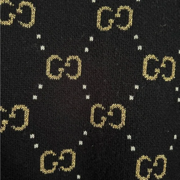 Gucci Black & Cream GG Logo Knit Open-Front Jacket - Picture 7 of 10